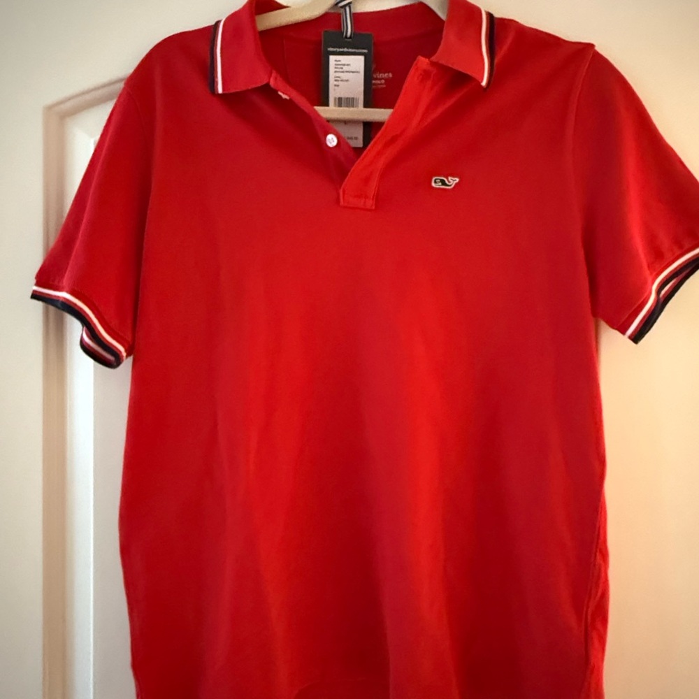 NWT Vineyard Vines Red Polo Shirt Sporty Trim